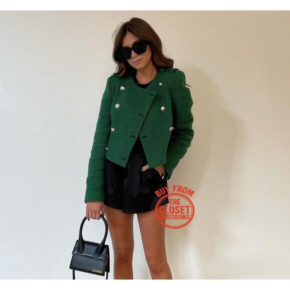 RARE! ZARA Green Cropped Jacket NWT – Blogger Favorite ✨ Size L - Picture 13 of 16